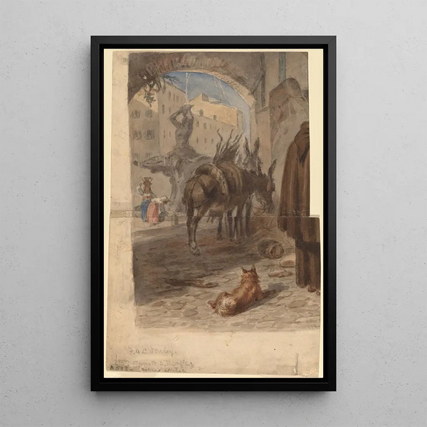 Fontaine de Bernini Rome recto - Felix Octavius Carr Darley — framed artwork on a wall
