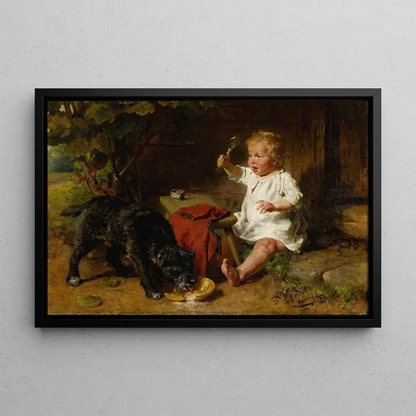 A Shared Meal - Felix Schlesinger — framed artwork on a wall