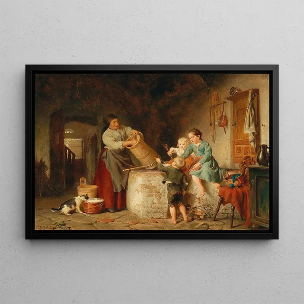 Petits aides dans la cuisine - Felix Schlesinger — framed artwork on a wall