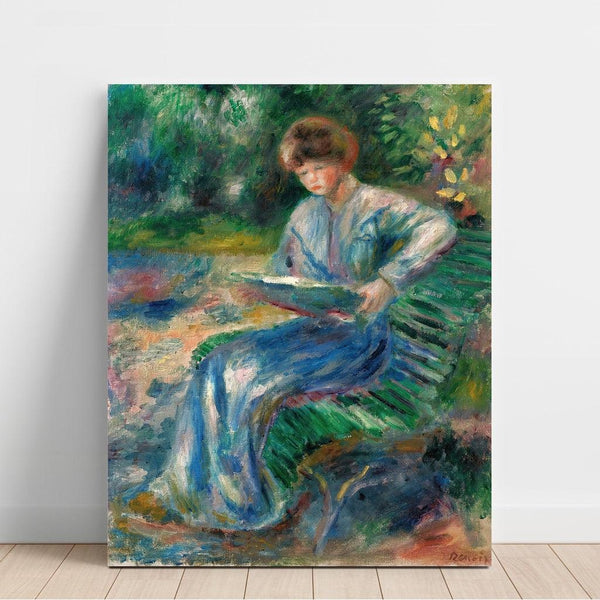 Reproduction of the painting of Woman Reading on a Bench - Pierre-Auguste Renoir