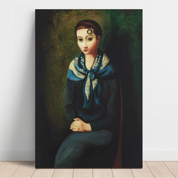 Reproduction of the painting Woman with Blue Scarf - Moïse Kisling