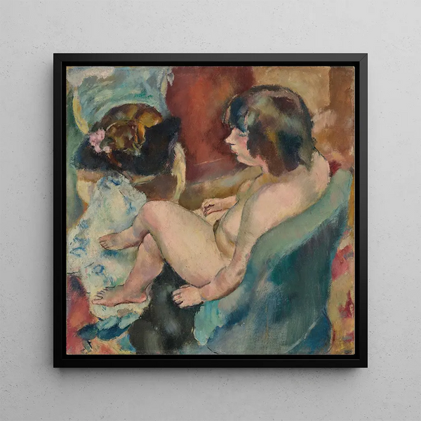 Woman with Dog - Jules Pascin — framed artwork on a wall