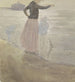Woman with Two Children and a Small Dog on the Beach - Johan Antonie de Jonge — artwork view