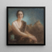 Elegant woman painting on a sofa - Lucien Lévy-Dhurmer — framed artwork on a wall