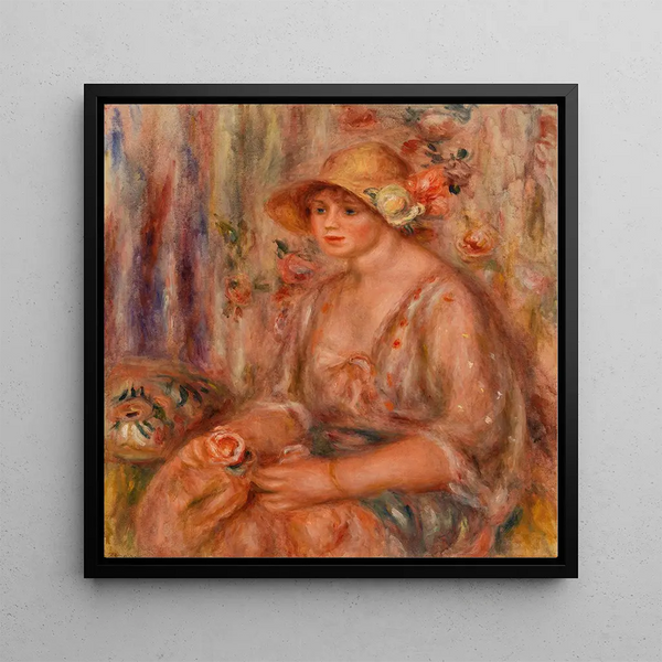 Woman in a Muslin Dress - Pierre-Auguste Renoir — framed artwork on a wall