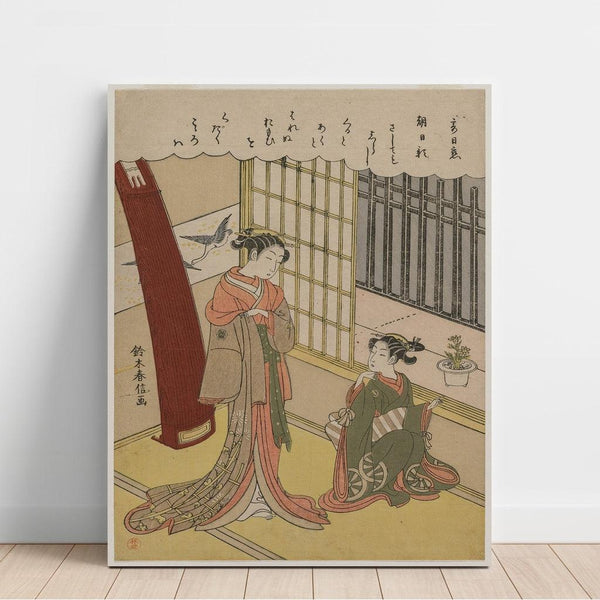 Reproduction of the painting Woman and Servant Painting - Suzuki Harunobu