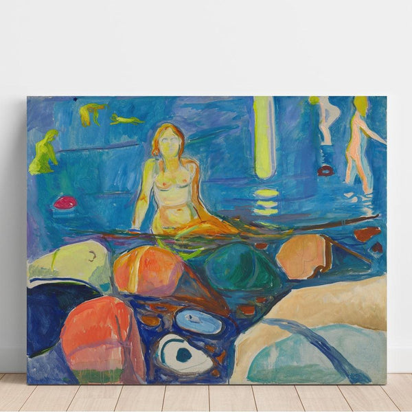 Reproduction of the painting of a woman bathing and children - Edvard Munch