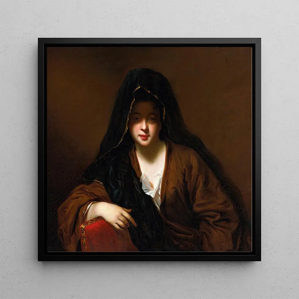 a veiled woman - Jean-Baptiste Santerre — framed artwork on a wall