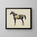 Horse saddle seen from the side, standing on the left - Feodor Dietz — framed artwork on a wall