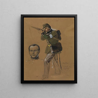 Hamburg Martens painting, engineer of the v. d. Tann Corps at the Battle of Hoptrup - Feodor Dietz — framed artwork on a wall