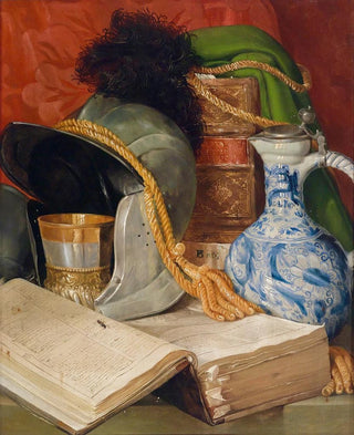 Still life with folios and helmet - Ferdinand Beer — artwork view