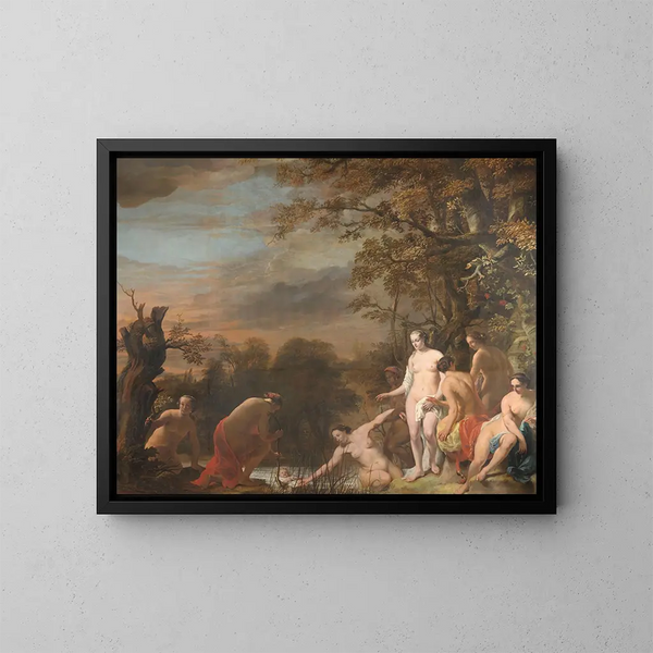 La fille du pharaon découvre Moïse dans le panier de jonc - Ferdinand Bol — framed artwork on a wall