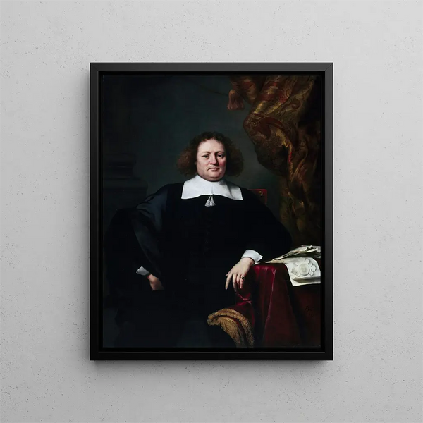 Portrait of Sir John Hebdon - Ferdinand Bol — framed artwork on a wall