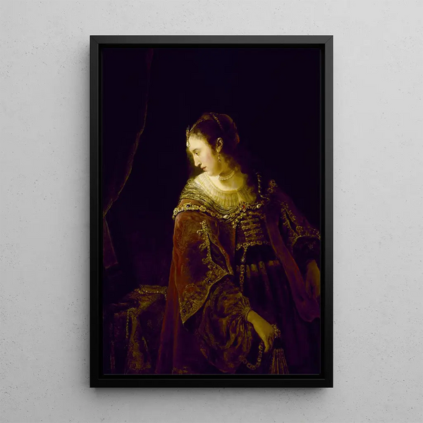 Woman at her Dressing Table - Ferdinand Bol — framed artwork on a wall
