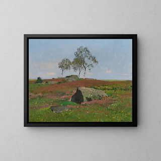 Silver Birches in a Landscape - Ferdinand Brunner — framed artwork on a wall