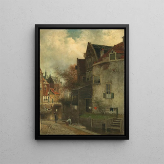 Urban landscape painting - Ferdinand Carl Sierich — framed artwork on a wall