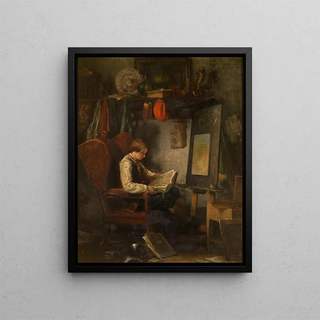 Young artist in a studio - Ferdinand de Braekeleer II — framed artwork on a wall
