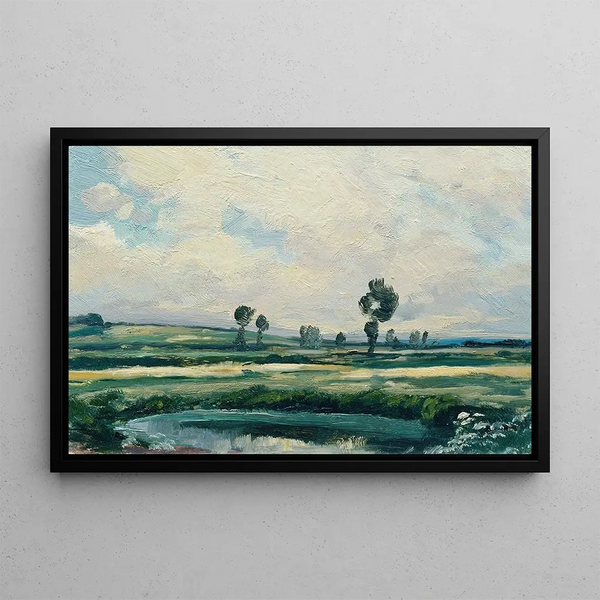 Landscape Painting of the Elbe - Ferdinand Engelmüller — framed artwork on a wall