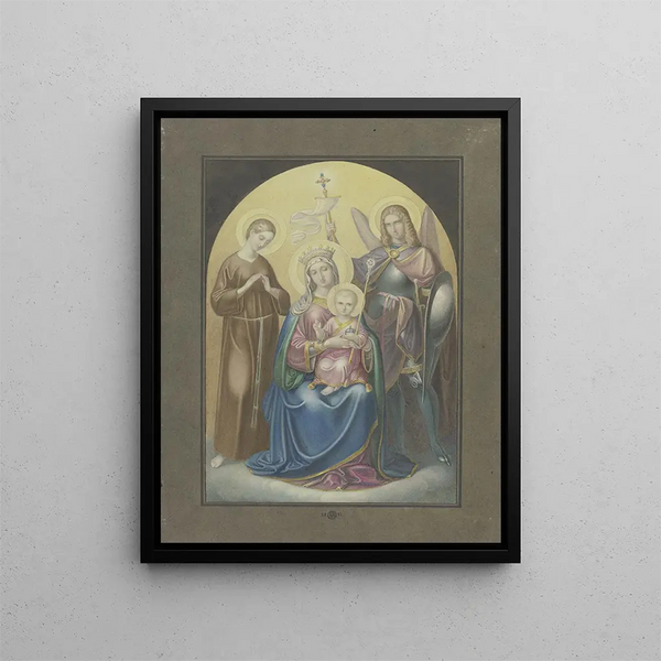 La Madone avec saint Michel et sainte Euphrosine - Ferdinand Fellner — framed artwork on a wall