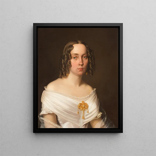 Portrait of an Elegant Lady - Ferdinand Friedrich Wilhelm Weiss — framed artwork on a wall