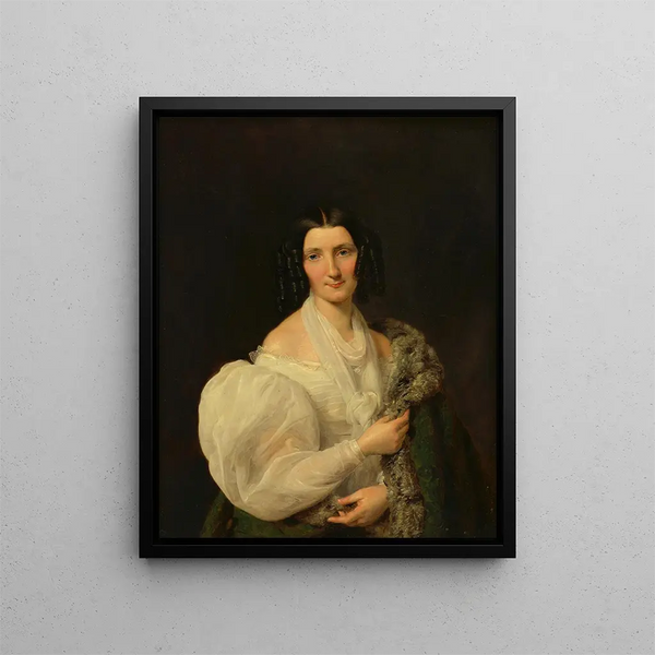 Barbara von Schickh as the wife of Wolfgang Ritter von Manner - Ferdinand Georg Waldmüller — framed artwork on a wall
