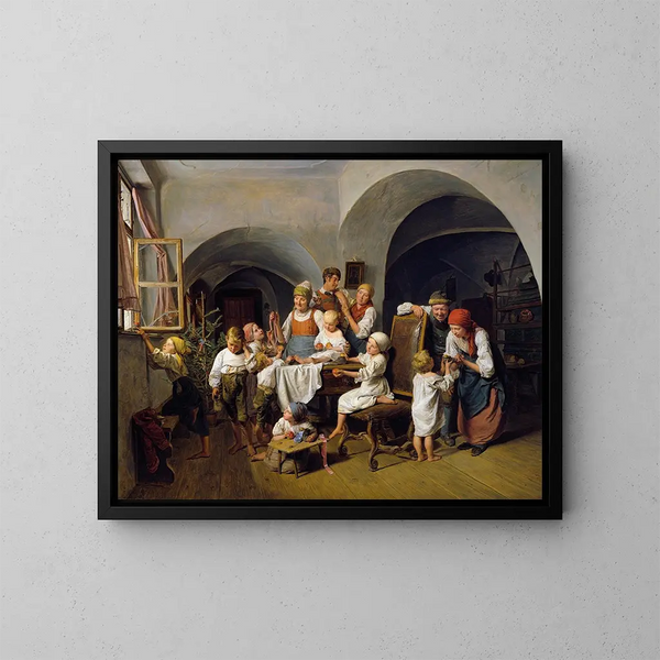 Morning of Christmas - Ferdinand Georg Waldmüller — framed artwork on a wall