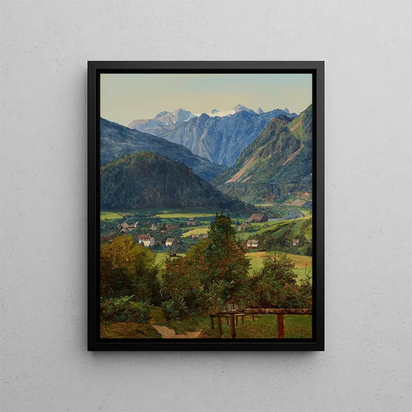 Le Dachstein from Sophien-Doppelblick near Ischl - Ferdinand Georg Waldmüller — framed artwork on a wall