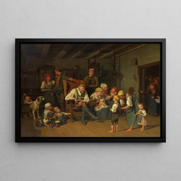 La Félicitation pour l'Anniversaire de Grand-père - Ferdinand Georg Waldmüller — framed artwork on a wall