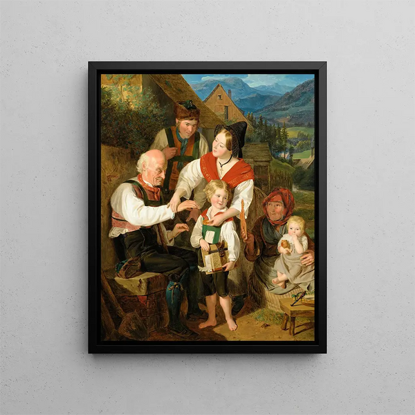 La diligence récompensée - Ferdinand Georg Waldmüller — framed artwork on a wall