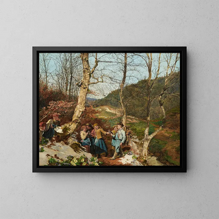 Early Spring Painting in the Vienna Woods - Ferdinand Georg Waldmüller — framed artwork on a wall