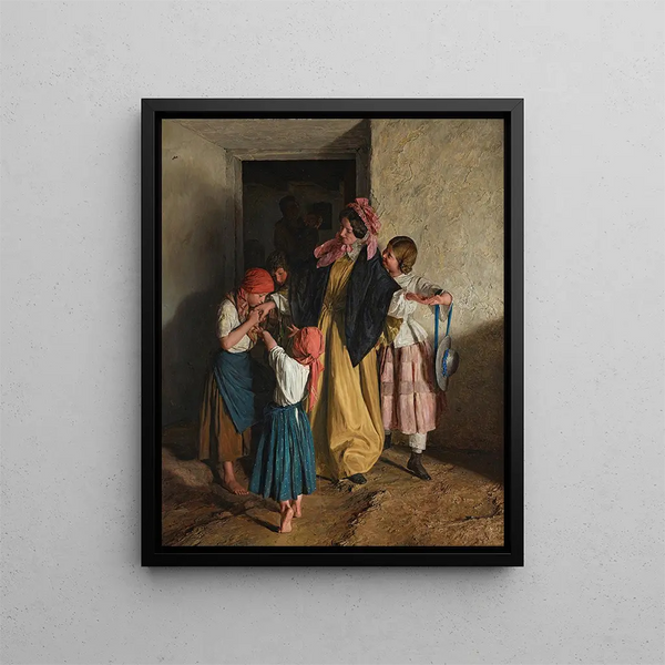 Les adieux des marraines après la confirmation - Ferdinand Georg Waldmüller — framed artwork on a wall