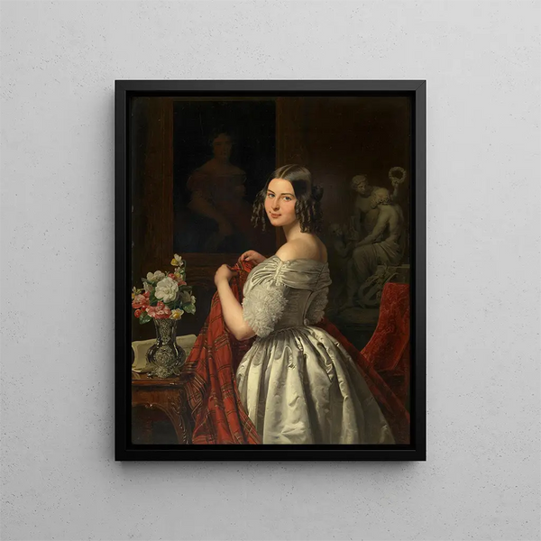 Young woman at the toilet - Ferdinand Georg Waldmüller — framed artwork on a wall