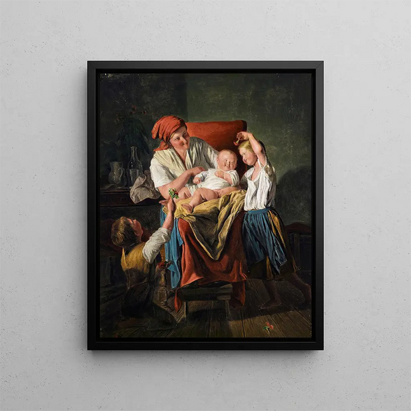 Mother luck - Ferdinand Georg Waldmüller — framed artwork on a wall