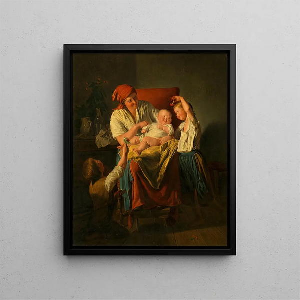 Mutterglück - Ferdinand Georg Waldmüller — framed artwork on a wall
