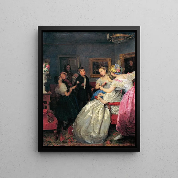 Pauvres félicitations - Ferdinand Georg Waldmüller — framed artwork on a wall