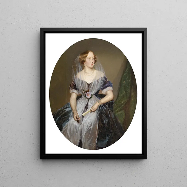 Portrait of a Noble Lady - Ferdinand Georg Waldmüller — framed artwork on a wall