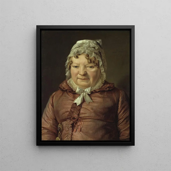 Portrait of Captain von Stierle-Holzmeister's mother - Ferdinand Georg Waldmüller — framed artwork on a wall