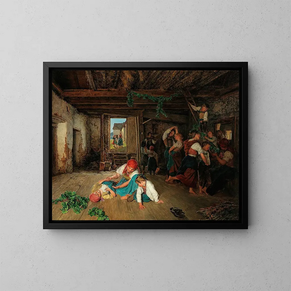 Preparation of the Grape Harvest Festival - Ferdinand Georg Waldmüller — framed artwork on a wall