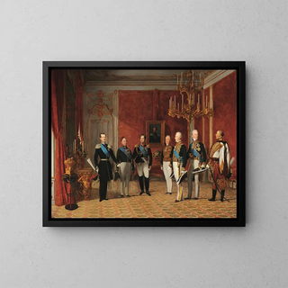 Reception of Grand Duke Alexander Nikolaevich by Prince Metternich at the Hofburg in Vienna in 1839 - Ferdinand Georg Waldmüller — framed artwork on a wall