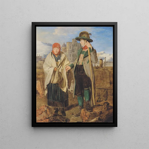 Scene after the fire of Mariazell - Ferdinand Georg Waldmüller — framed artwork on a wall