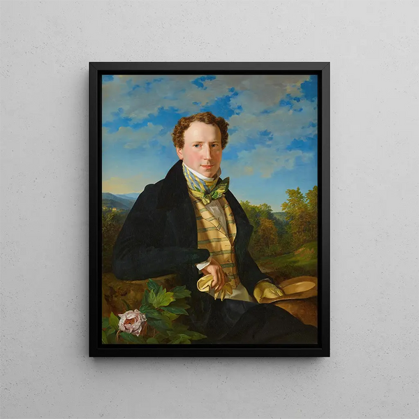 Self-portrait at a young age - Ferdinand Georg Waldmüller — framed artwork on a wall