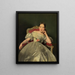 a girl sitting in a white satin dress - Ferdinand Georg Waldmüller — framed artwork on a wall