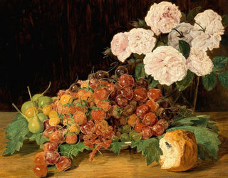 Still life with roses, strawberries, and bread - Ferdinand Georg Waldmüller — artwork view