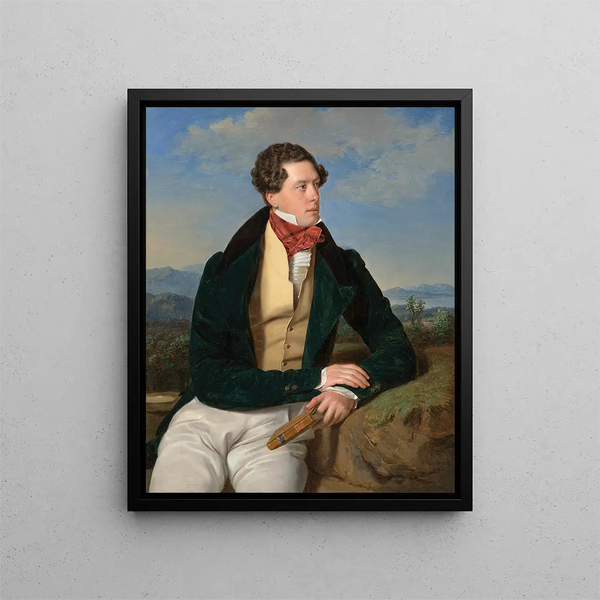 the actor Maximilian Korn in a landscape - Ferdinand Georg Waldmüller — framed artwork on a wall