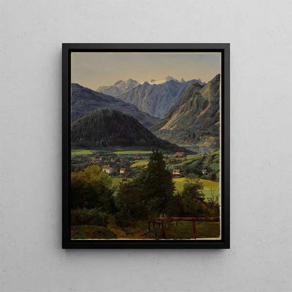 The Dachstein seen from Sophienplatz - Ferdinand Georg Waldmüller — framed artwork on a wall
