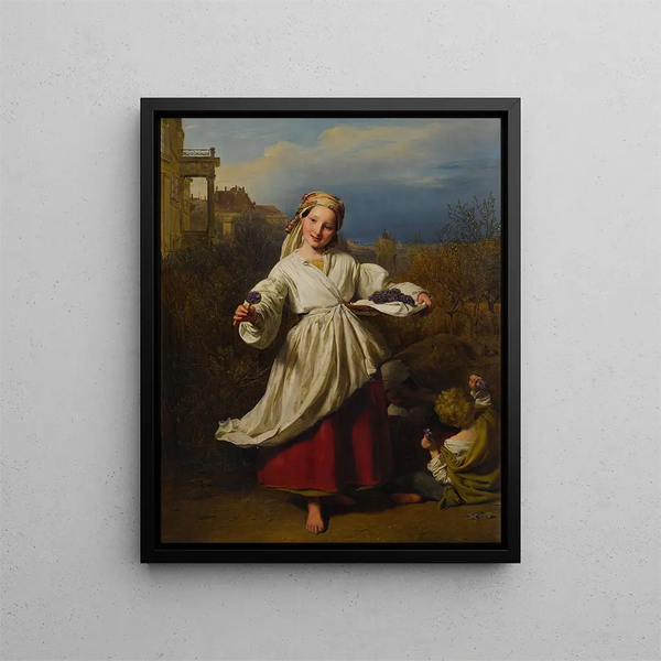 The Flower Seller - Ferdinand Georg Waldmüller — framed artwork on a wall