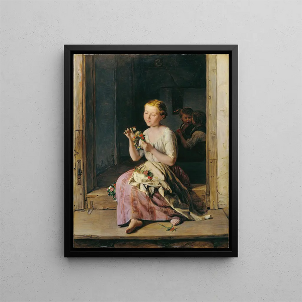 L'Enrouleur de couronnes - Ferdinand Georg Waldmüller — framed artwork on a wall