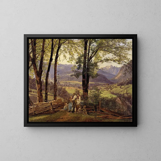 View of Ischl - Ferdinand Georg Waldmüller — framed artwork on a wall