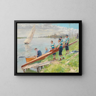 Mise à l'eau du bateau - Ferdinand Gueldry — framed artwork on a wall