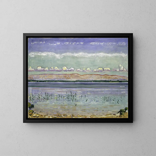 Lake Geneva with the Jura hills - Ferdinand Hodler — framed artwork on a wall